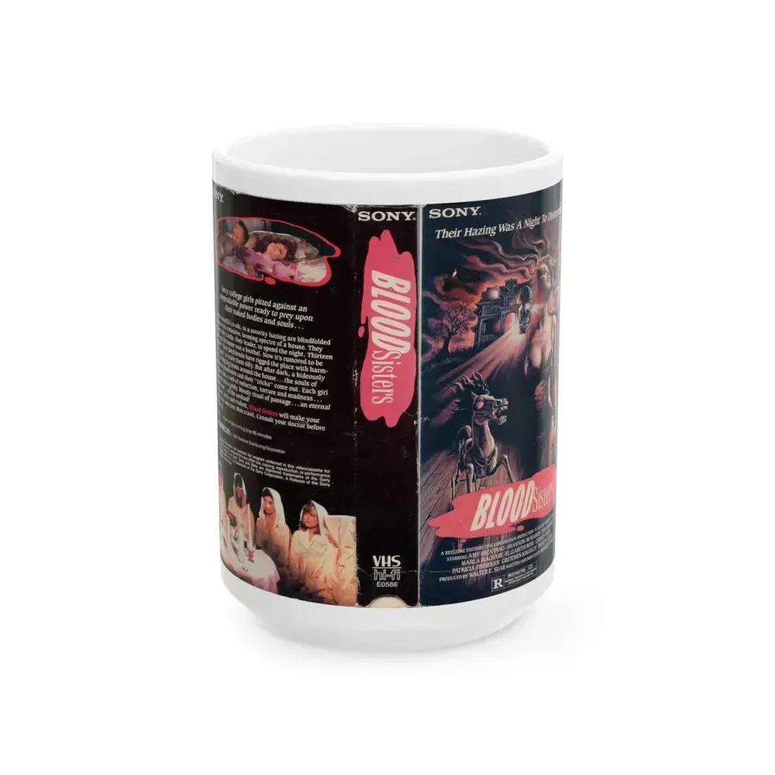BLOOD SISTERS (VHS COVER) - White Coffee Mug 15oz - Go Mug Yourself
