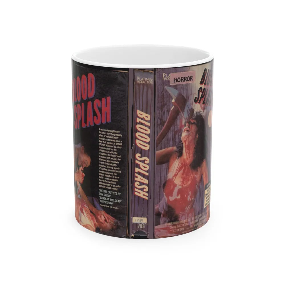 BLOOD SPLASH (VHS COVER) - White Coffee Mug-11oz-Go Mug Yourself