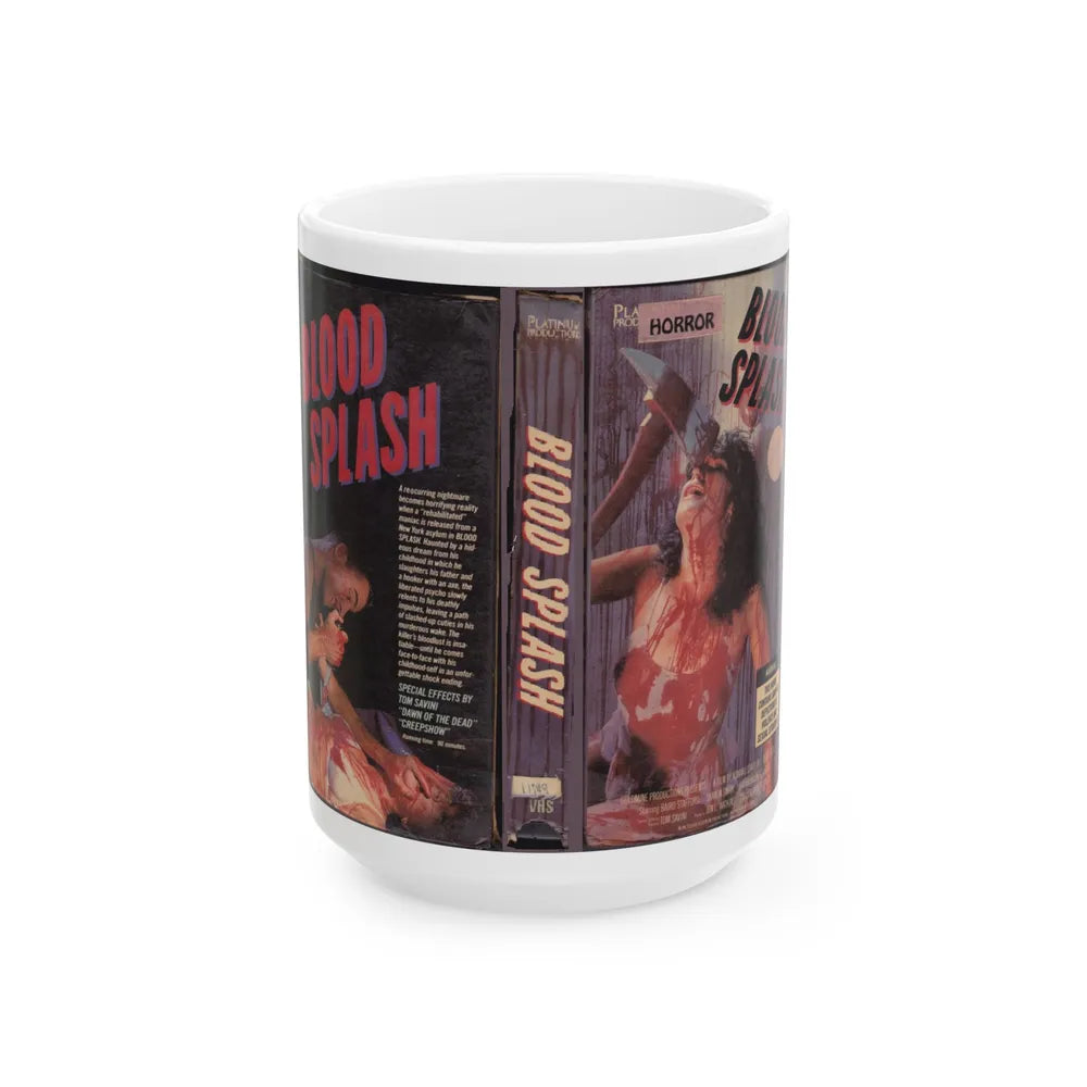 BLOOD SPLASH (VHS COVER) - White Coffee Mug-15oz-Go Mug Yourself