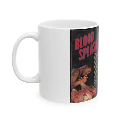 BLOOD SPLASH (VHS COVER) - White Coffee Mug - Go Mug Yourself