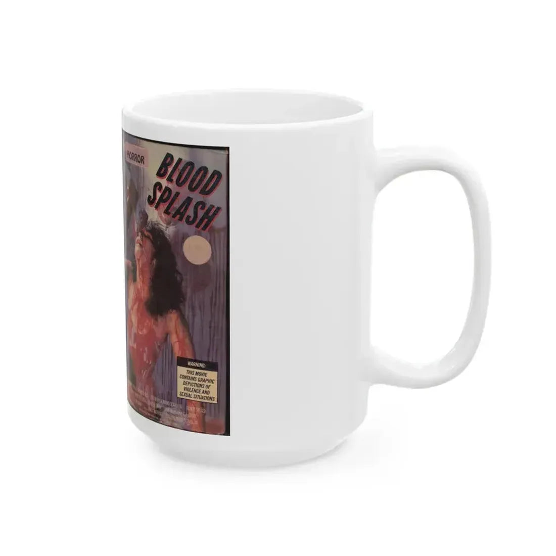 BLOOD SPLASH (VHS COVER) - White Coffee Mug - Go Mug Yourself