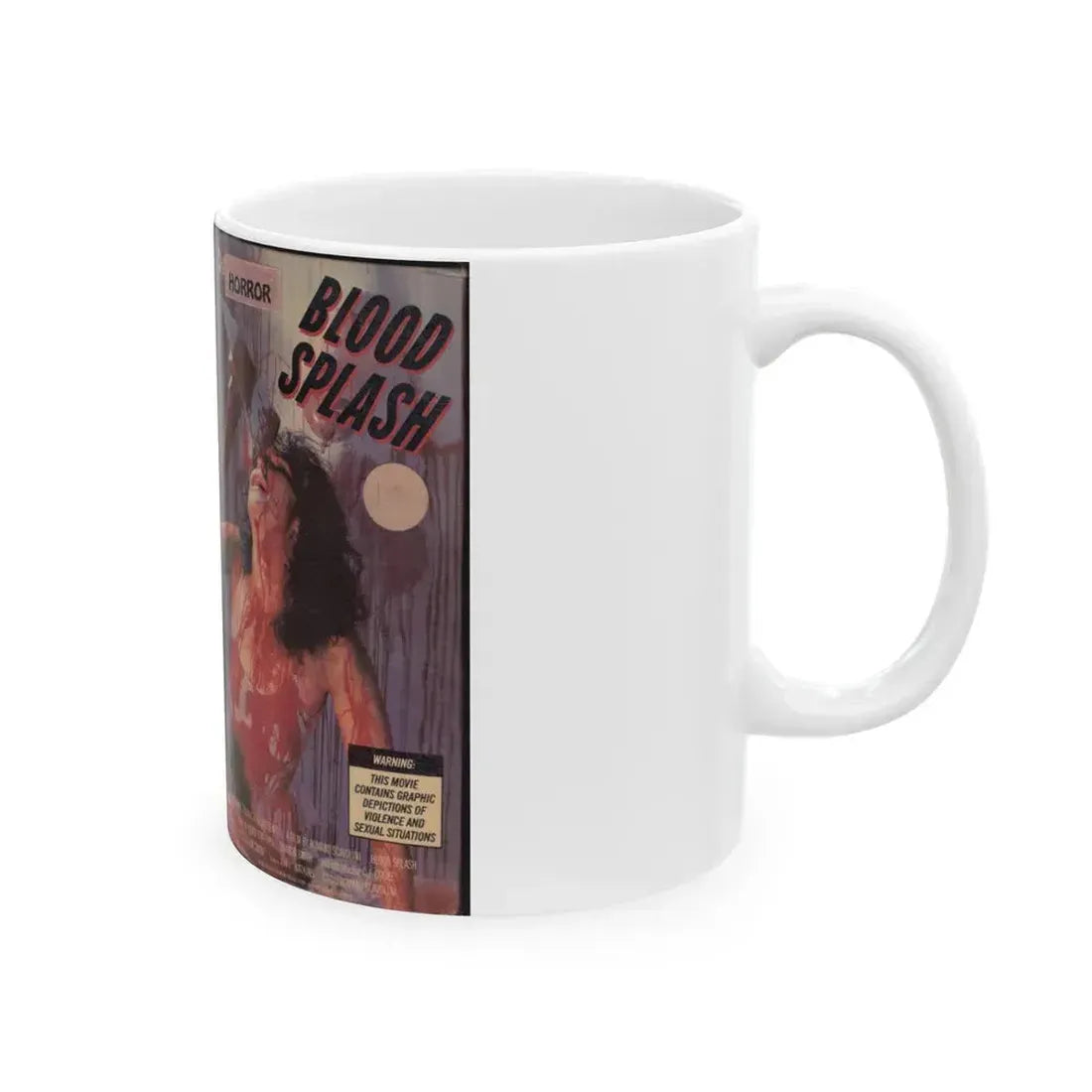BLOOD SPLASH (VHS COVER) - White Coffee Mug - Go Mug Yourself