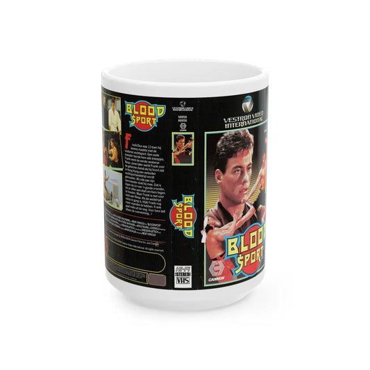 BLOOD SPORT (VHS COVER) - White Coffee Mug-15oz-Go Mug Yourself