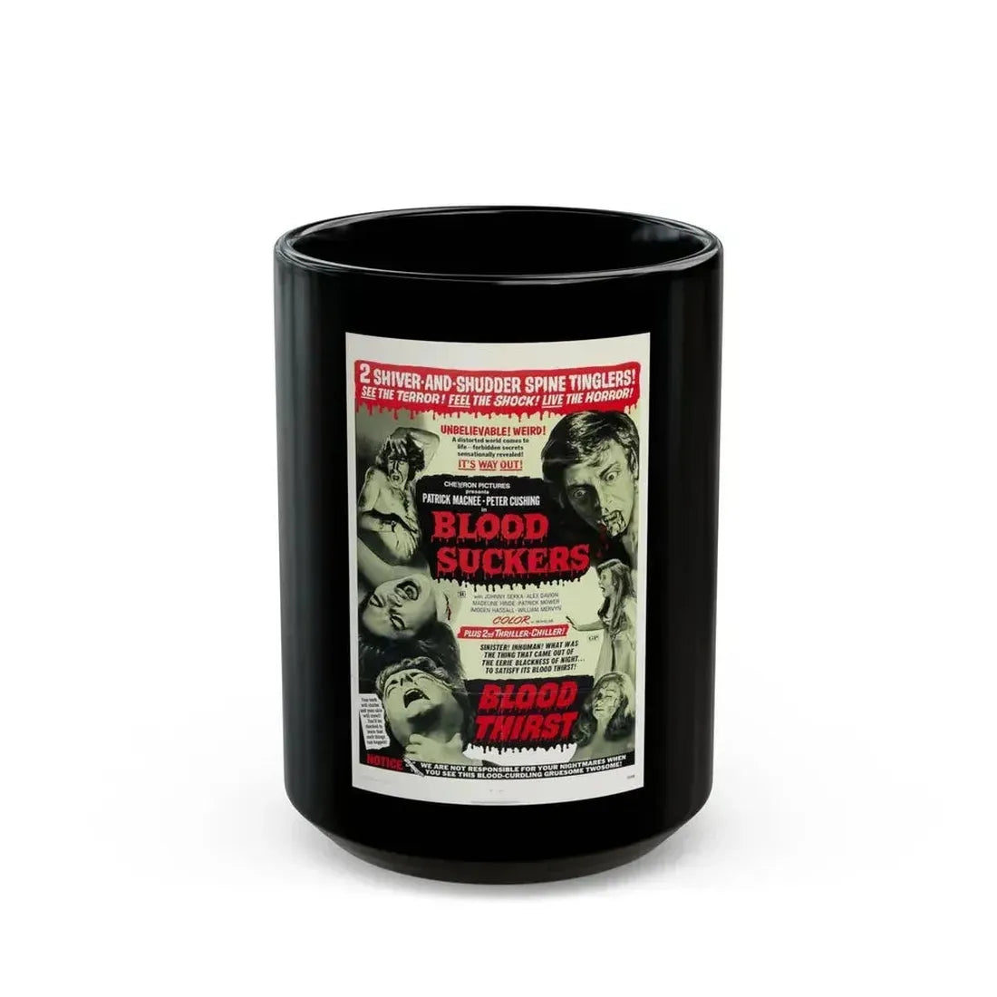 BLOOD SUCKERS & BLOOD THIRST 1971 Movie Poster - Black Coffee Mug 15oz - Go Mug Yourself
