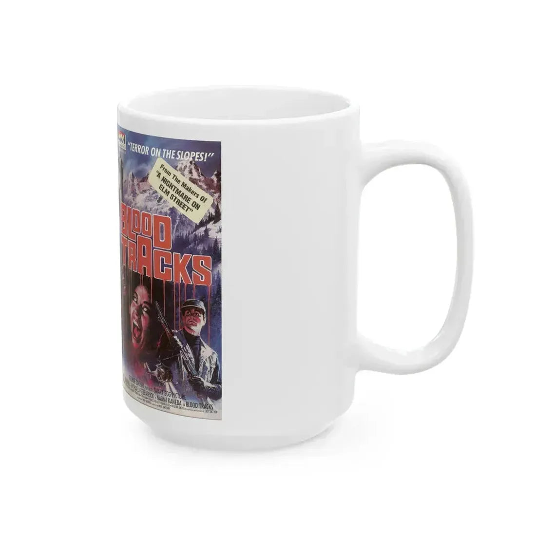 BLOOD TRACKS ENGLISH (VHS COVER) - White Coffee Mug - Go Mug Yourself