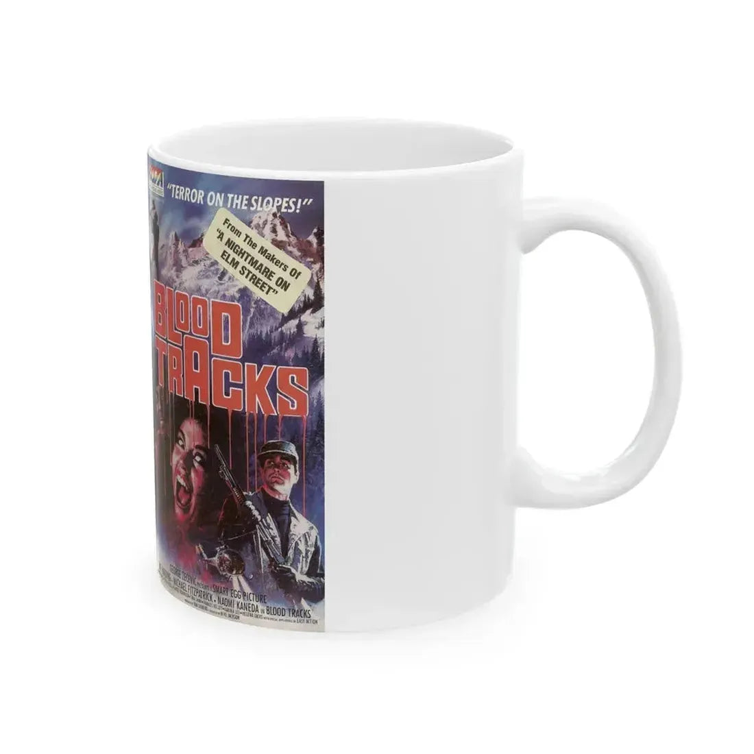 BLOOD TRACKS ENGLISH (VHS COVER) - White Coffee Mug - Go Mug Yourself