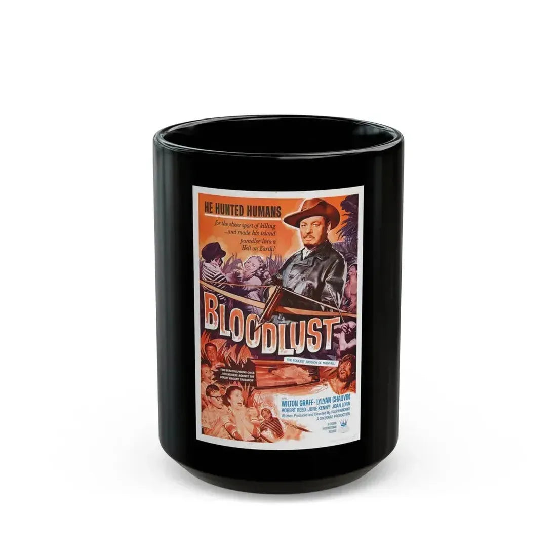 BLOODLUST 1961 Movie Poster - Black Coffee Mug 15oz - Go Mug Yourself