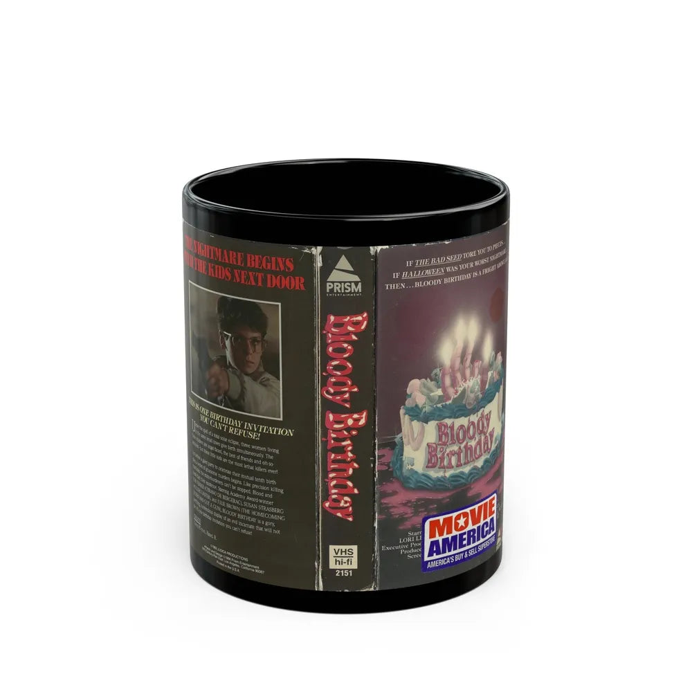 BLOODY BIRTHDAY PRISM HOME ENTERTAINMENT (VHS COVER) - Black Coffee Mug-11oz-Go Mug Yourself