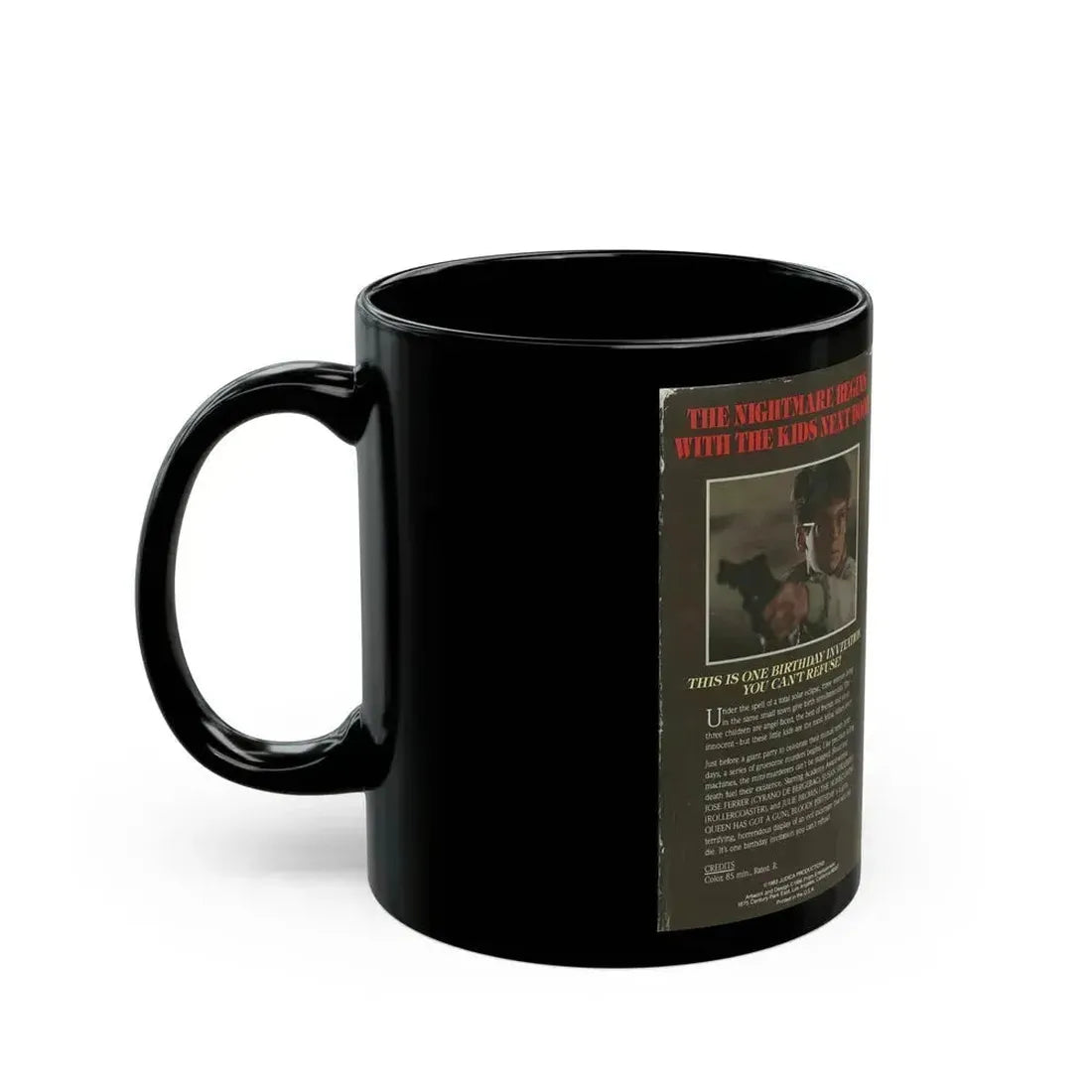 BLOODY BIRTHDAY PRISM HOME ENTERTAINMENT (VHS COVER) - Black Coffee Mug - Go Mug Yourself