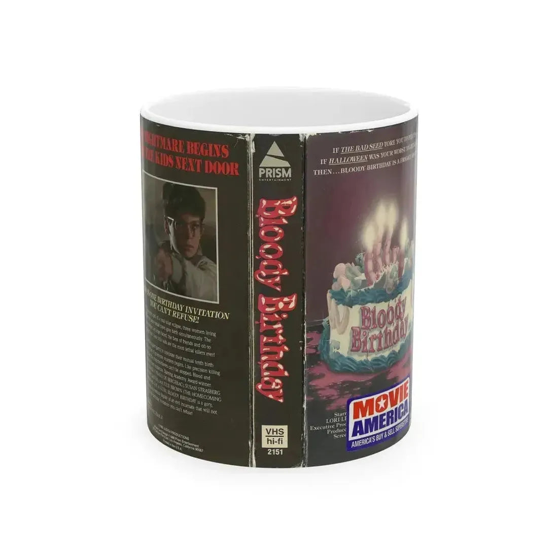 BLOODY BIRTHDAY PRISM HOME ENTERTAINMENT (VHS COVER) - White Coffee Mug 11oz - Go Mug Yourself