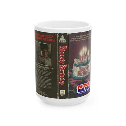 BLOODY BIRTHDAY PRISM HOME ENTERTAINMENT (VHS COVER) - White Coffee Mug 15oz - Go Mug Yourself