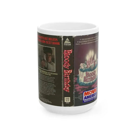 BLOODY BIRTHDAY PRISM HOME ENTERTAINMENT (VHS COVER) - White Coffee Mug 15oz - Go Mug Yourself