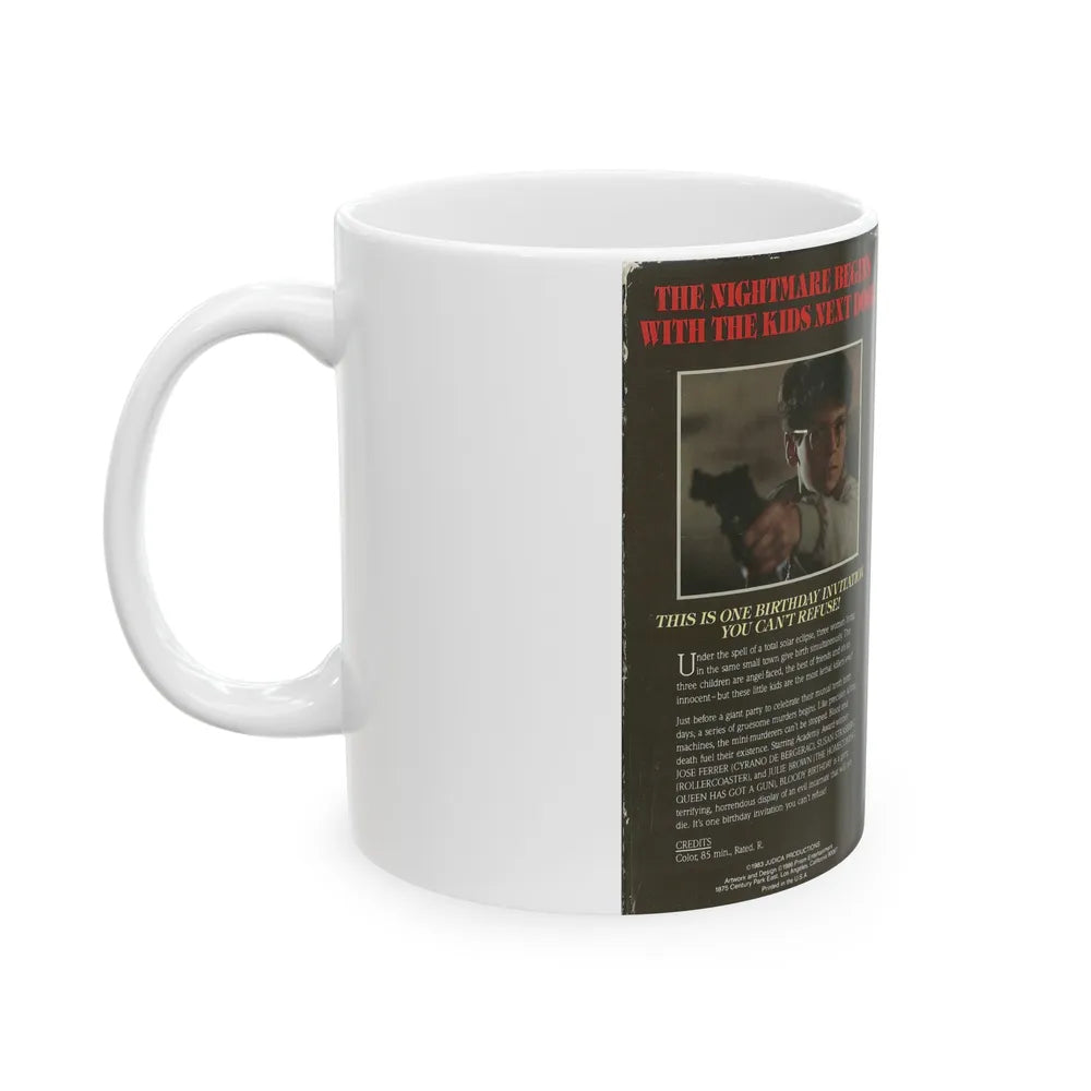 BLOODY BIRTHDAY PRISM HOME ENTERTAINMENT (VHS COVER) - White Coffee Mug-Go Mug Yourself