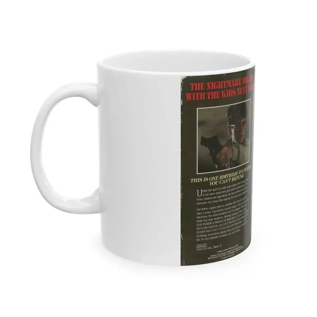 BLOODY BIRTHDAY PRISM HOME ENTERTAINMENT (VHS COVER) - White Coffee Mug - Go Mug Yourself