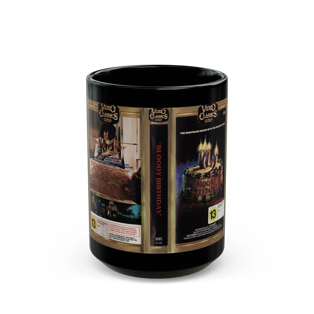 BLOODY BIRTHDAY VIDEO CLASSICS GOLD (VHS COVER) - Black Coffee Mug-15oz-Go Mug Yourself