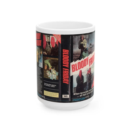 BLOODY FRIDAY (VHS COVER) - White Coffee Mug-15oz-Go Mug Yourself