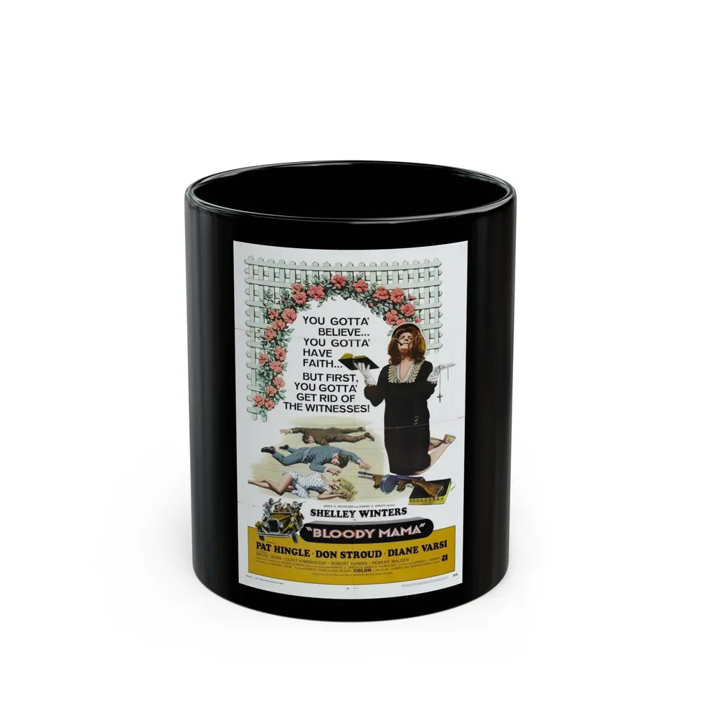 BLOODY MAMA 1970 Movie Poster - Black Coffee Mug-11oz-Go Mug Yourself