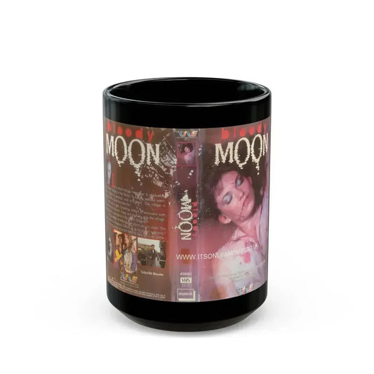 BLOODY MOON TRANS WORLD ENTERTAINMENT (VHS COVER) - Black Coffee Mug 15oz - Go Mug Yourself