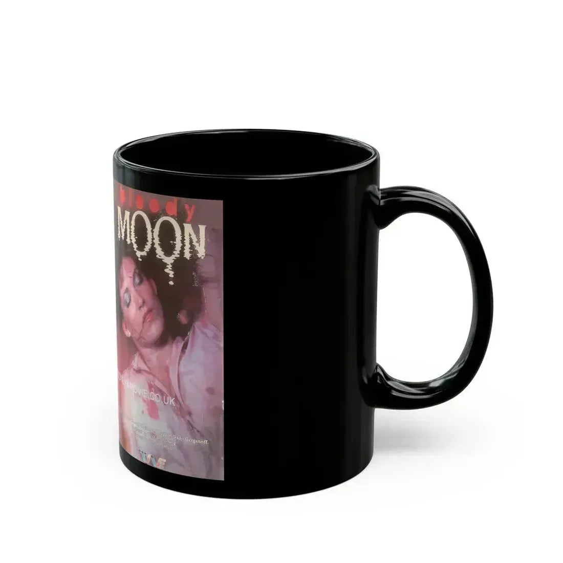 BLOODY MOON TRANS WORLD ENTERTAINMENT (VHS COVER) - Black Coffee Mug - Go Mug Yourself