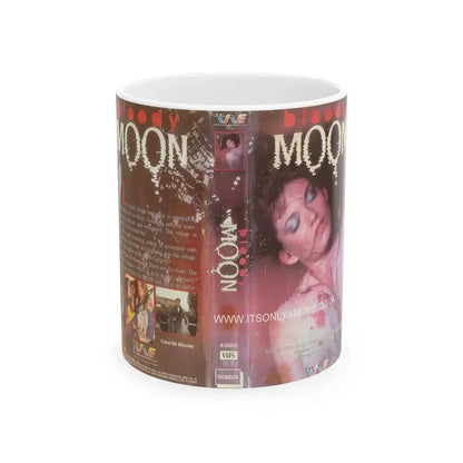 BLOODY MOON TRANS WORLD ENTERTAINMENT (VHS COVER) - White Coffee Mug 11oz - Go Mug Yourself