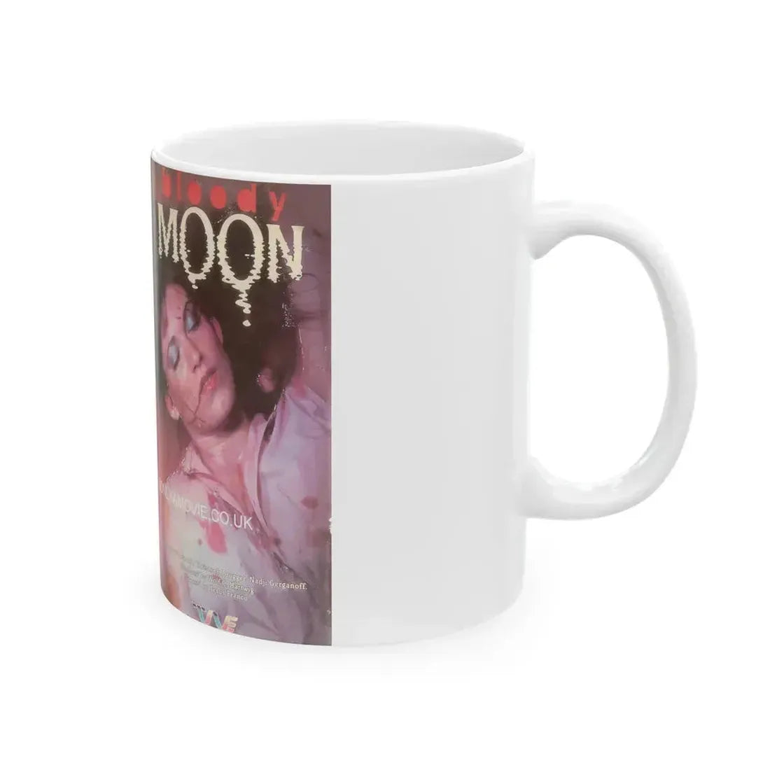 BLOODY MOON TRANS WORLD ENTERTAINMENT (VHS COVER) - White Coffee Mug - Go Mug Yourself