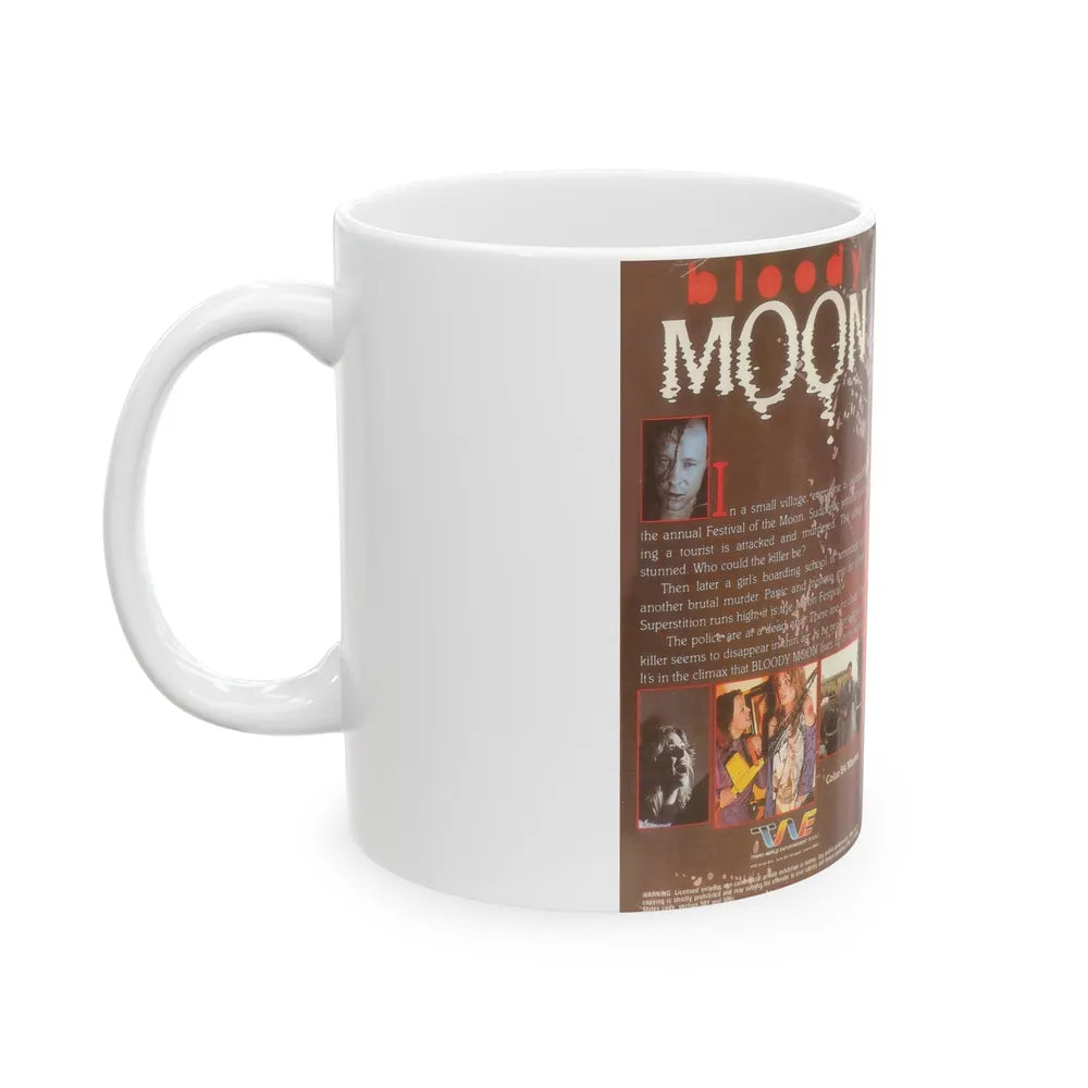 BLOODY MOON TRANS WORLD ENTERTAINMENT (VHS COVER) - White Coffee Mug-Go Mug Yourself