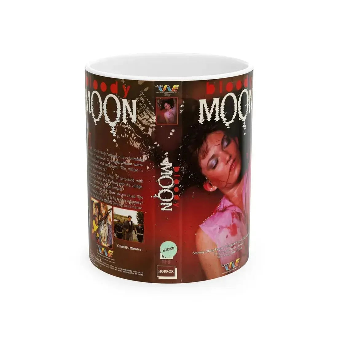 BLOODY MOON (VHS COVER) - White Coffee Mug 11oz - Go Mug Yourself