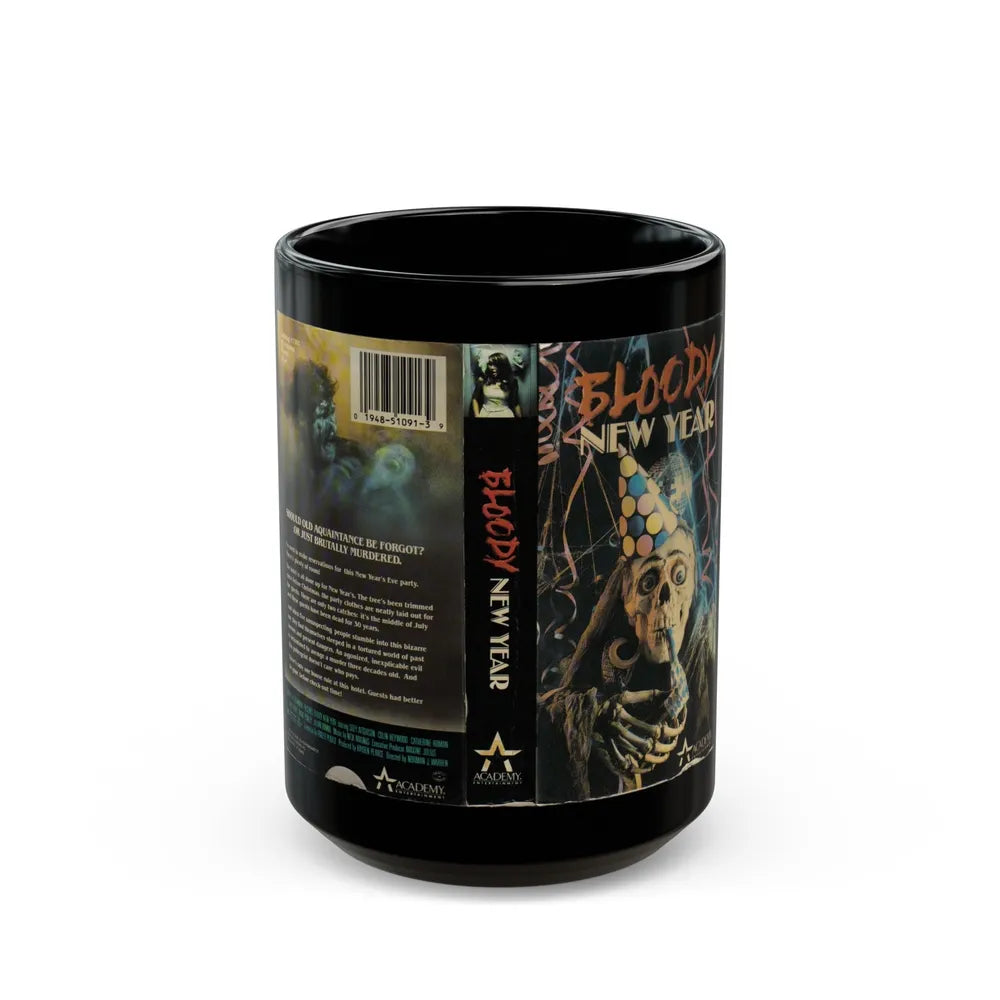 BLOODY NEW YEAR (VHS COVER) - Black Coffee Mug-15oz-Go Mug Yourself