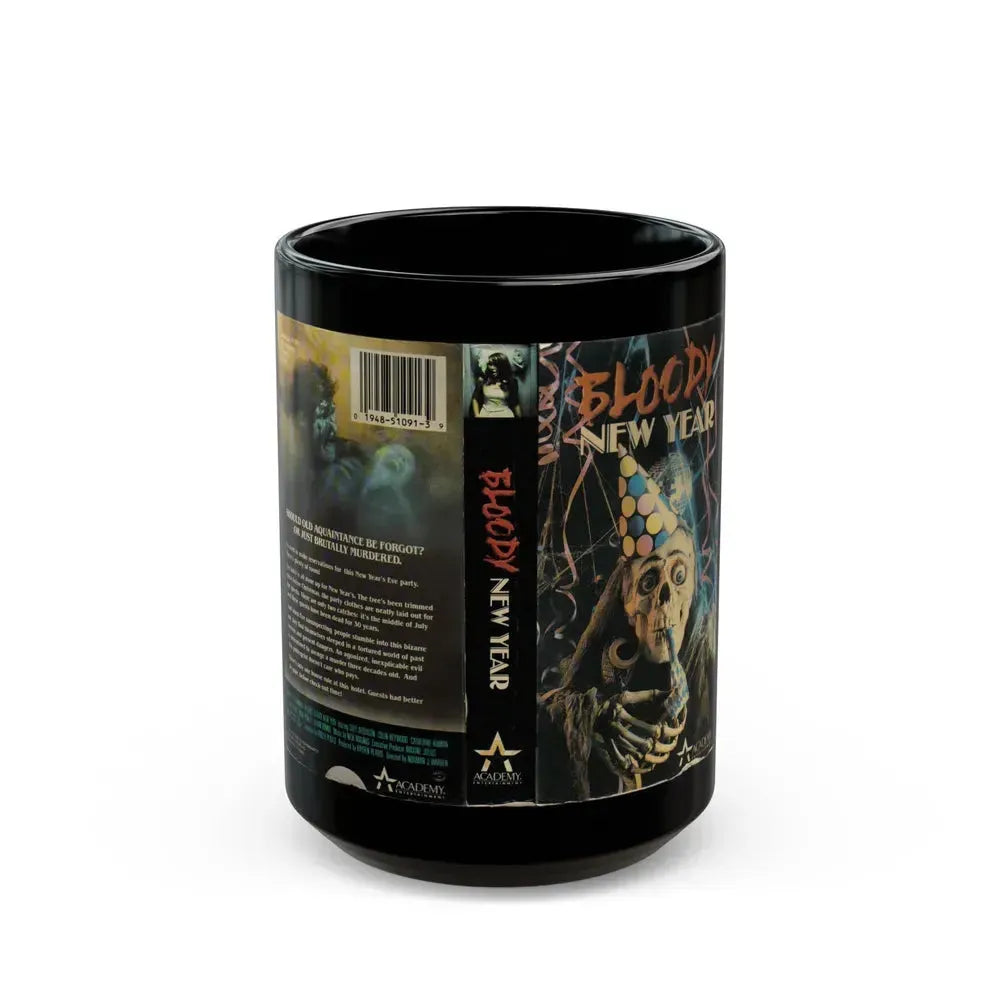 BLOODY NEW YEAR (VHS COVER) - Black Coffee Mug 15oz - Go Mug Yourself