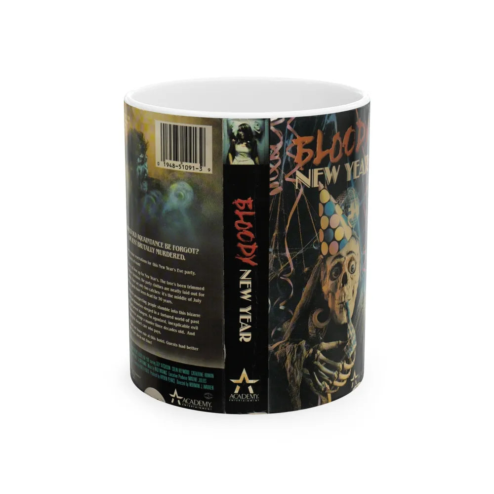 BLOODY NEW YEAR (VHS COVER) - White Coffee Mug-11oz-Go Mug Yourself