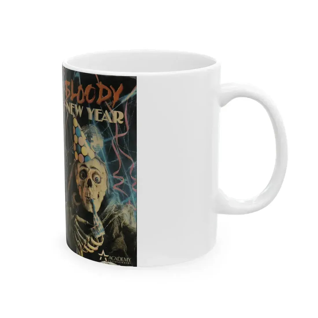 BLOODY NEW YEAR (VHS COVER) - White Coffee Mug - Go Mug Yourself