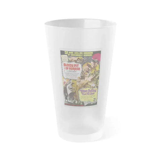 BLOODY PIT OF HORROR +TERROR CREATURES FROM THE GRAVE 1965 Movie Poster - Frosted Pint Glass 16oz 16oz Frosted - Go Mug Yourself