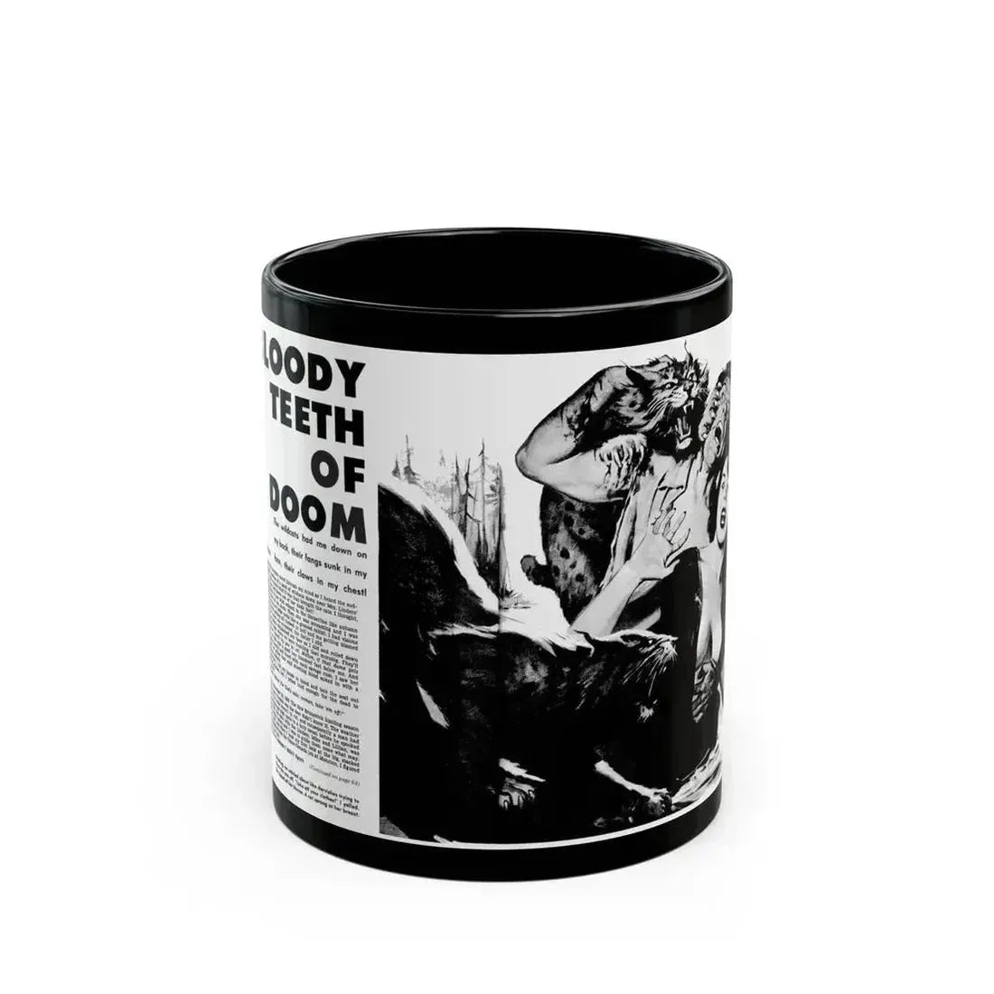 Bloody Teeth of Doom, Real Men, August 1967 - Black Coffee Mug 11oz - Go Mug Yourself