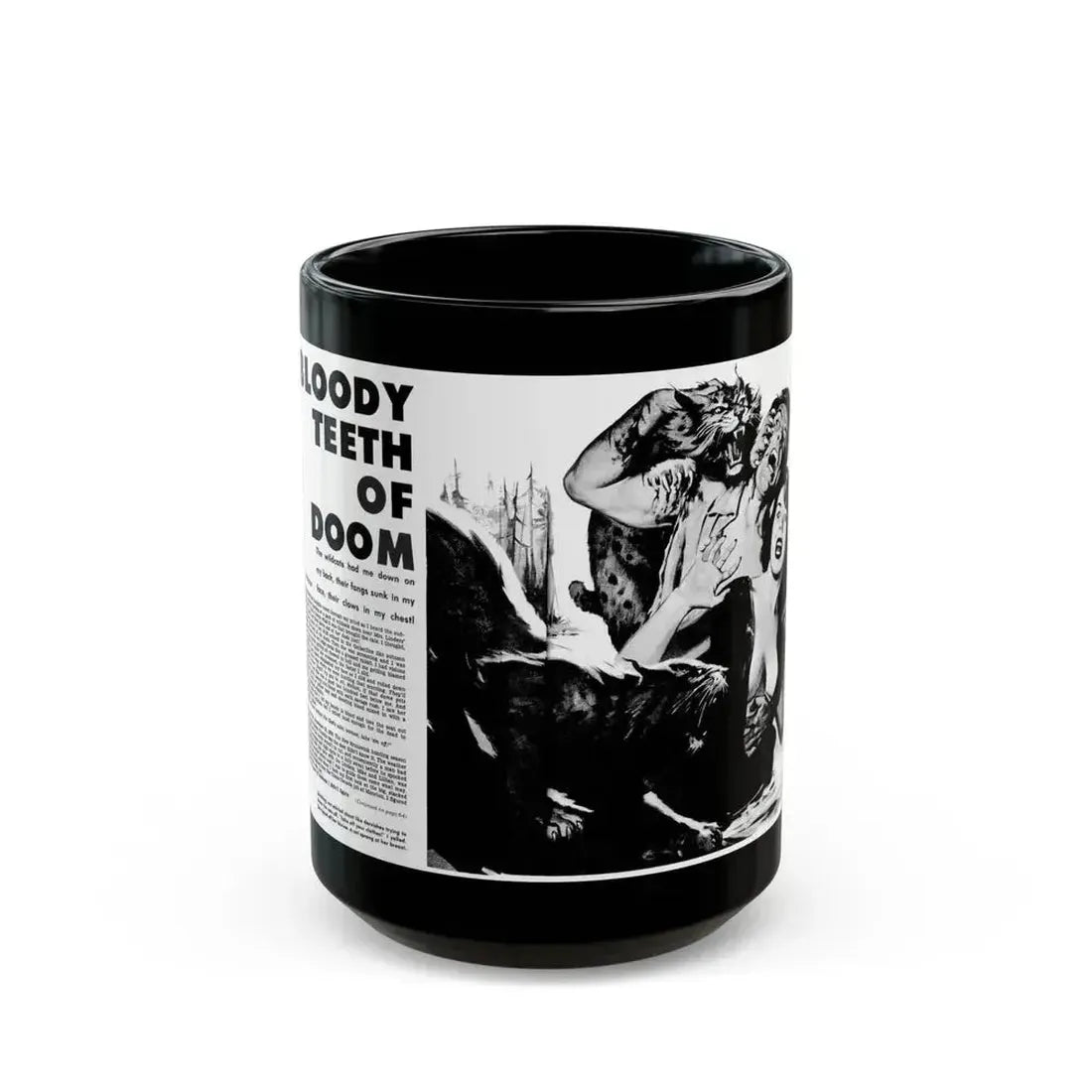 Bloody Teeth of Doom, Real Men, August 1967 - Black Coffee Mug 15oz - Go Mug Yourself