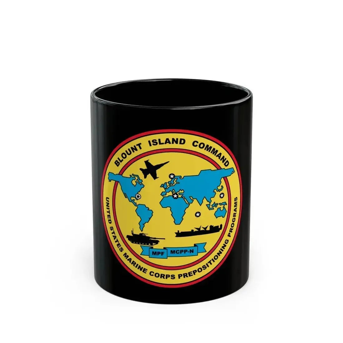 Blowout Island Command United States Marine Corps Prepositioning Programs (USMC) Black Coffee Mug 11oz - Go Mug Yourself
