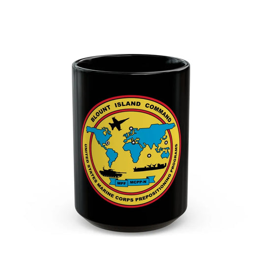 Blowout Island Command United States Marine Corps Prepositioning Programs (USMC) Black Coffee Mug-15oz-Go Mug Yourself