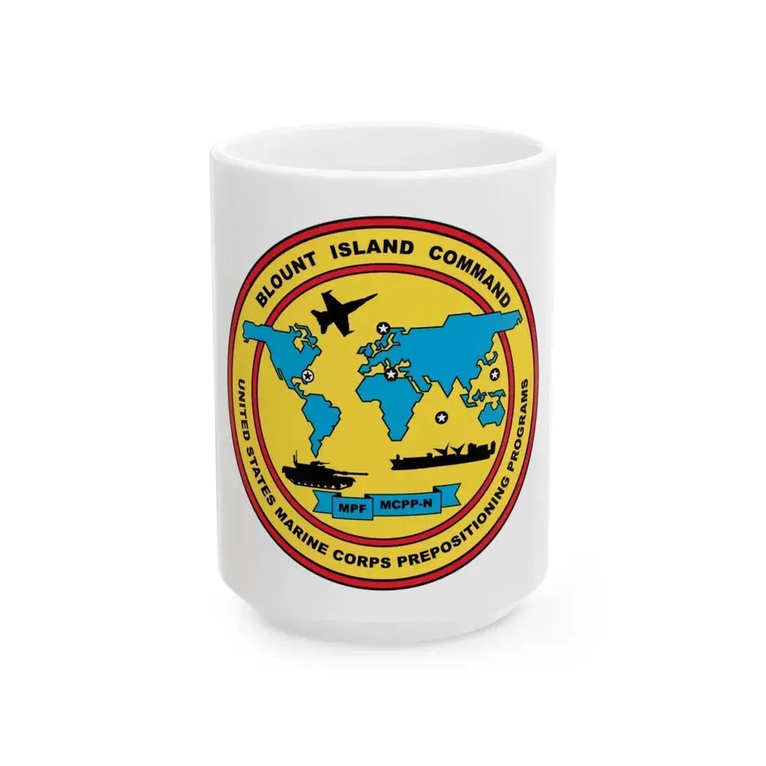 Blowout Island Command United States Marine Corps Prepositioning Programs (USMC) White Coffee Mug 15oz - Go Mug Yourself