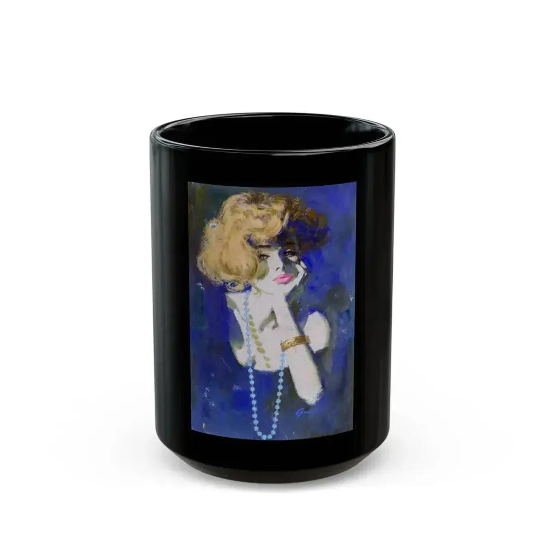 Blue Beads - Black Coffee Mug 15oz - Go Mug Yourself