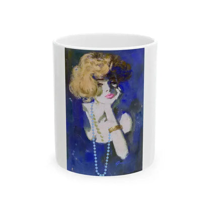 Blue Beads - White Coffee Mug 11oz - Go Mug Yourself