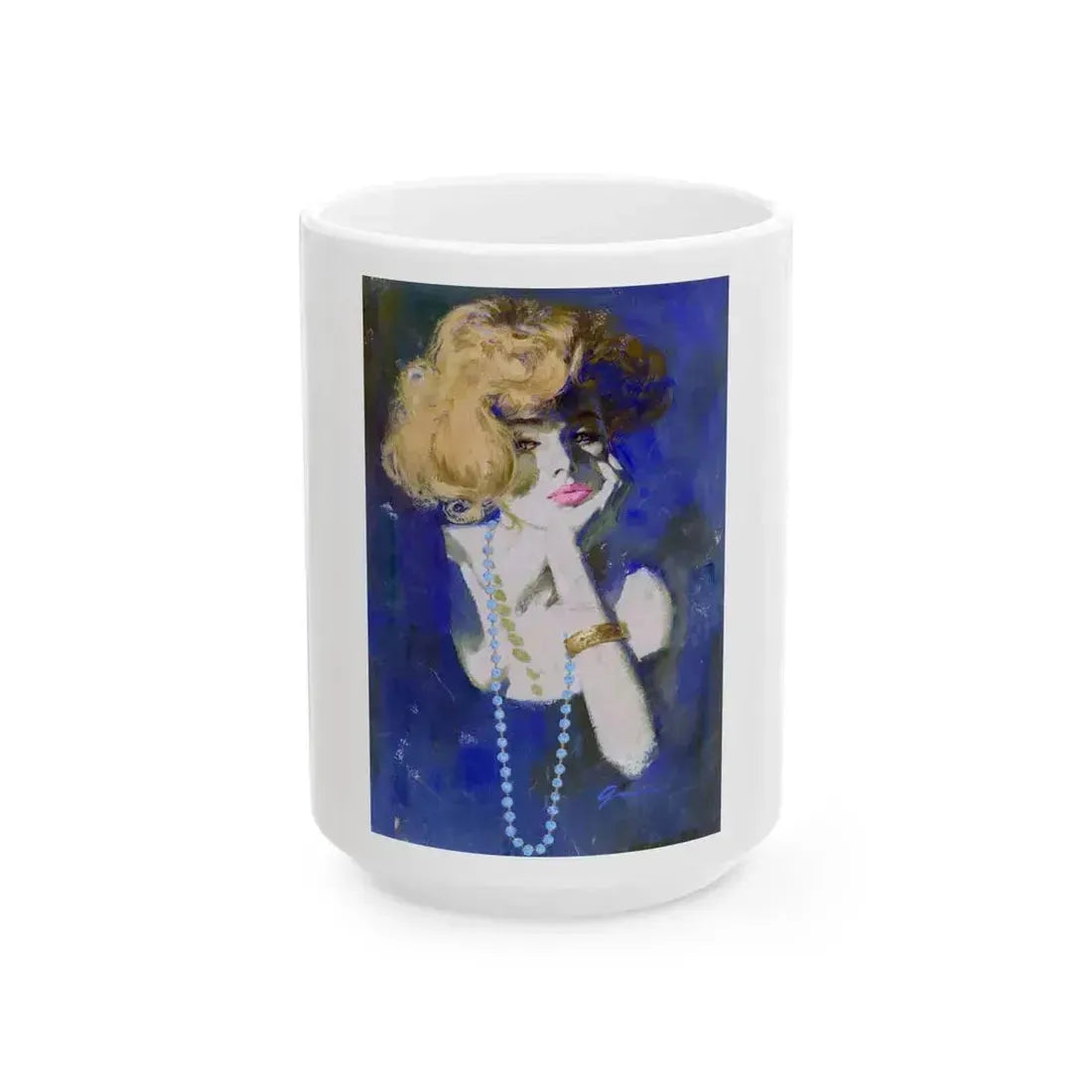 Blue Beads - White Coffee Mug 15oz - Go Mug Yourself
