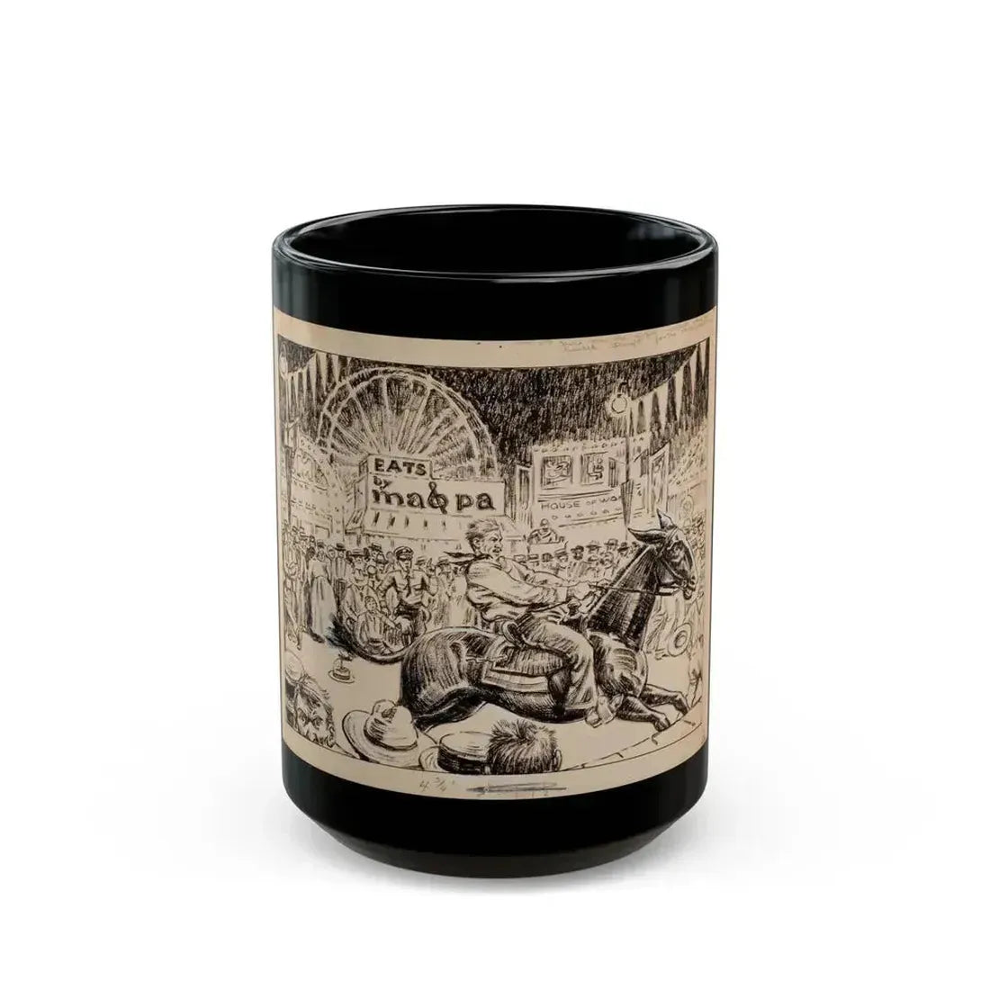 Blue Book Magazine story illustration 1 - Black Coffee Mug 15oz - Go Mug Yourself