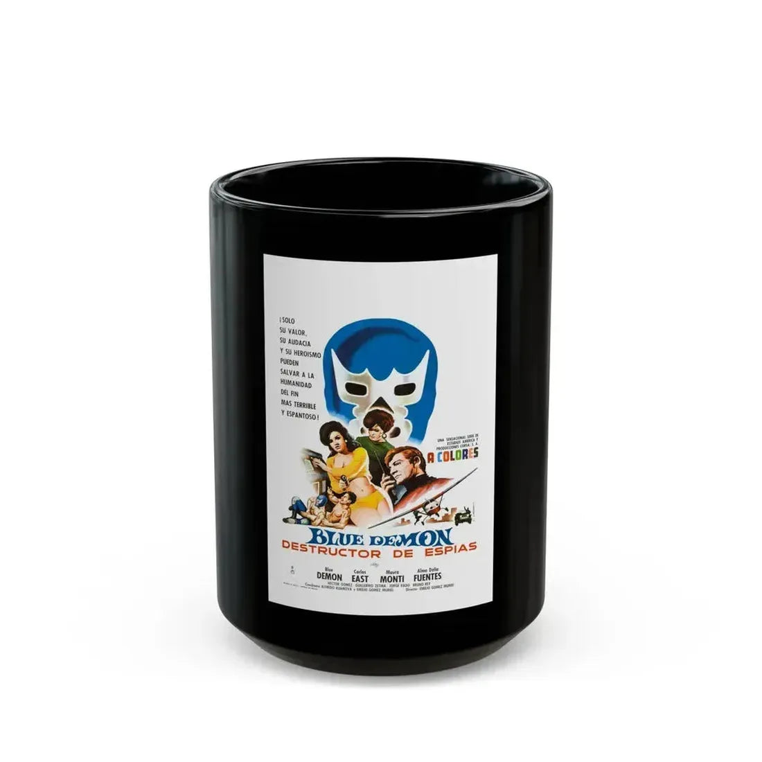 BLUE DEMON, SPY SMASHER 1968 Movie Poster - Black Coffee Mug 15oz - Go Mug Yourself