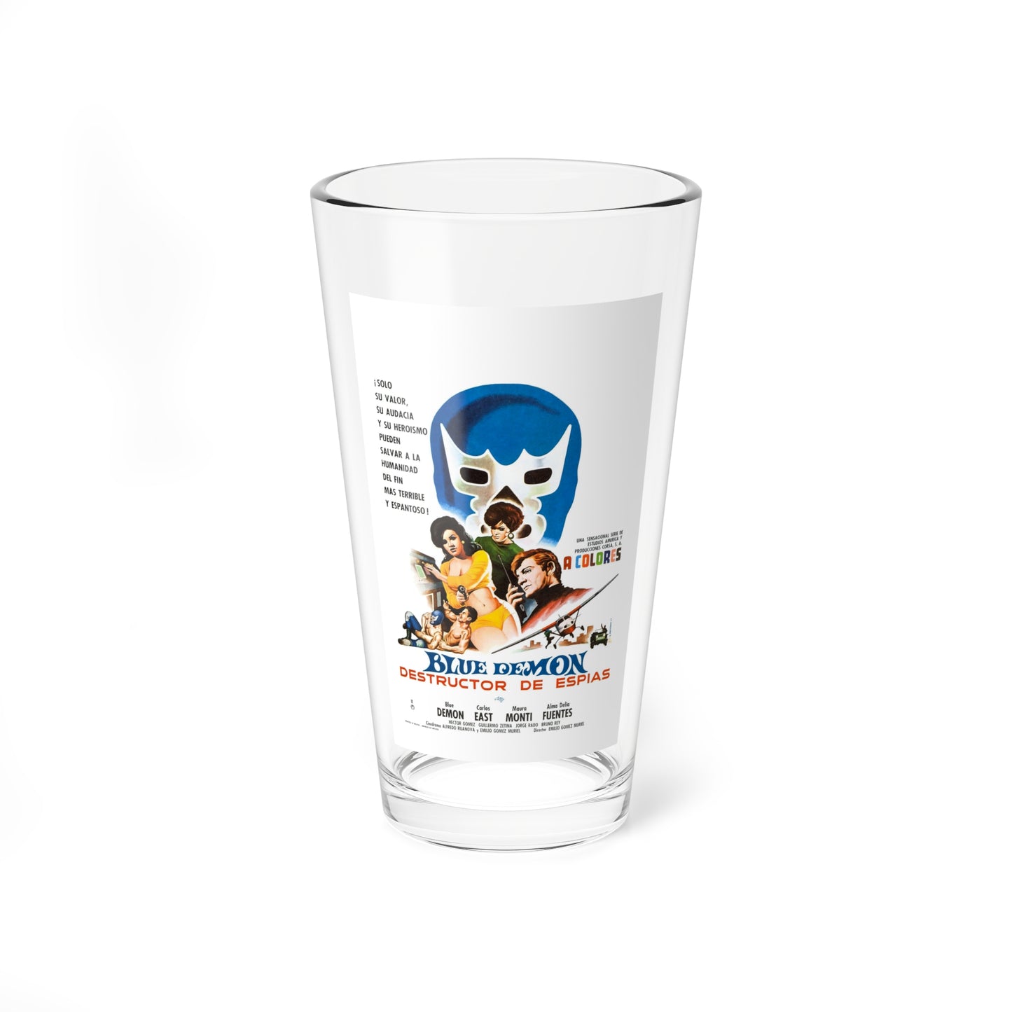 BLUE DEMON, SPY SMASHER 1968 Movie Poster - Pint Glass 16oz-16oz-Go Mug Yourself