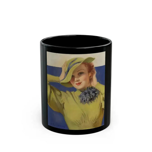 Blue-eyed Beauty, American magazine cover, April 1934 - Black Coffee Mug 11oz - Go Mug Yourself