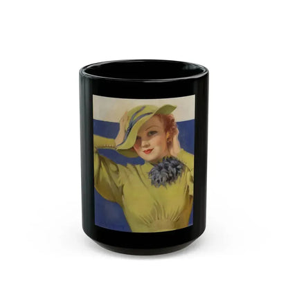 Blue-eyed Beauty, American magazine cover, April 1934 - Black Coffee Mug 15oz - Go Mug Yourself