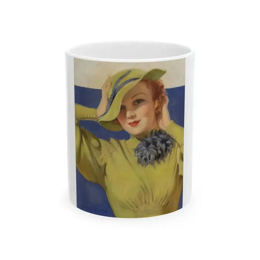 Blue-eyed Beauty, American magazine cover, April 1934 - White Coffee Mug 11oz - Go Mug Yourself