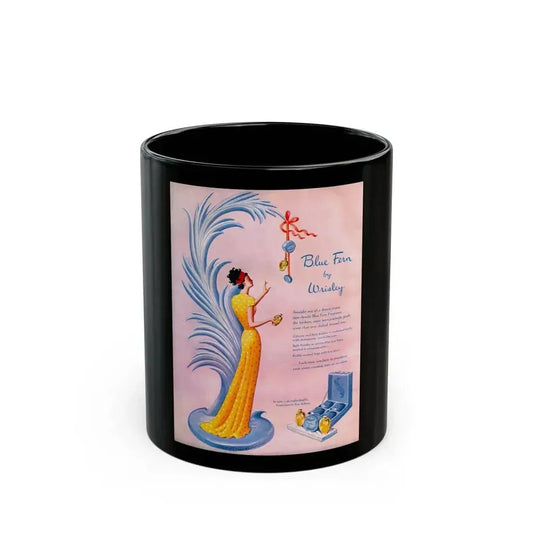 Blue Fern by Wrisley, 1948 - Black Coffee Mug 11oz - Go Mug Yourself