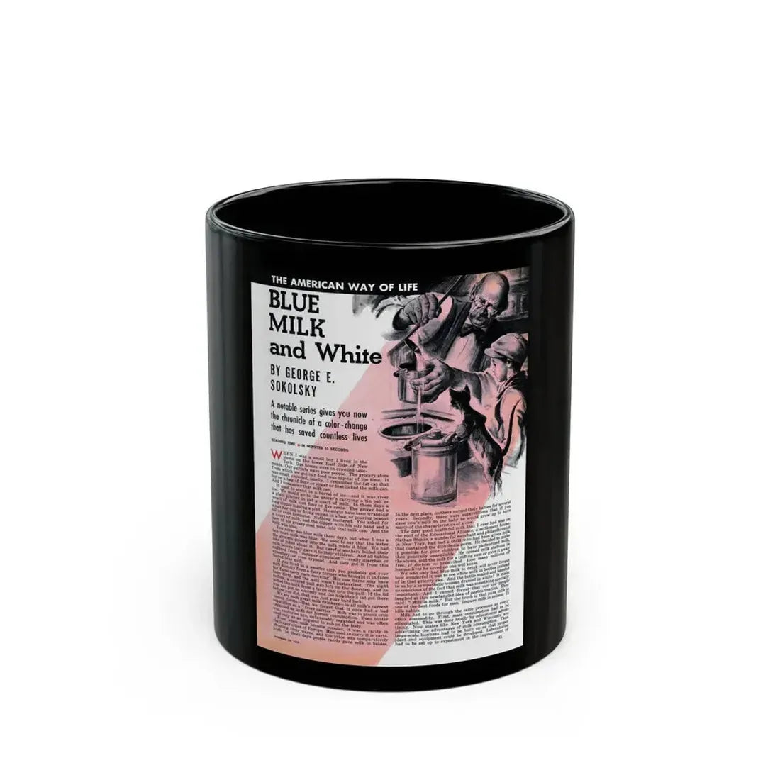 Blue Milk and White, Liberty, November 26, 1938 - Black Coffee Mug 11oz - Go Mug Yourself