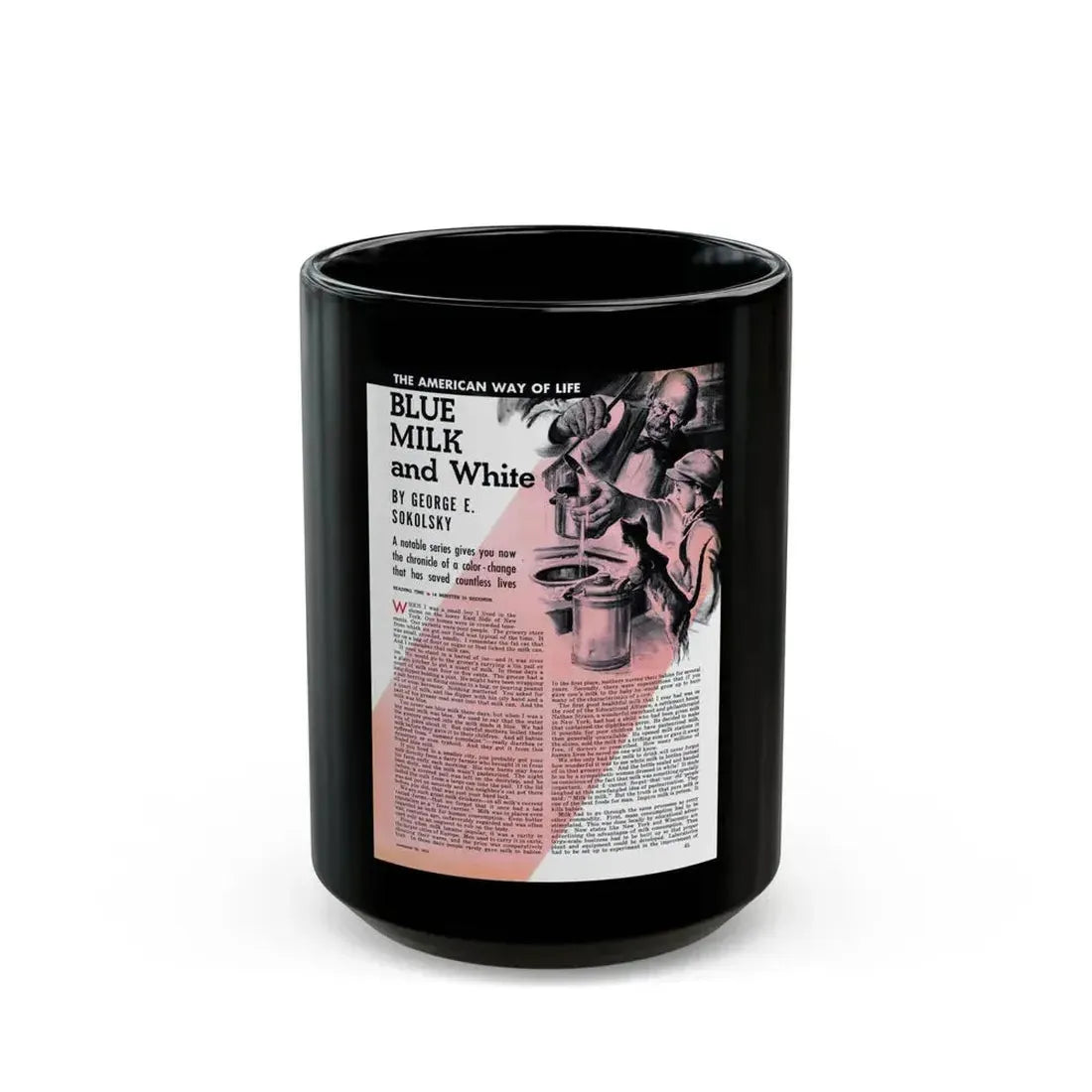 Blue Milk and White, Liberty, November 26, 1938 - Black Coffee Mug 15oz - Go Mug Yourself