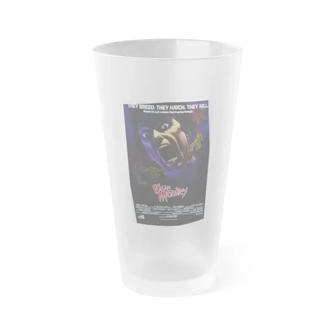 BLUE MONKEY 1987 Movie Poster - Frosted Pint Glass 16oz 16oz Frosted - Go Mug Yourself